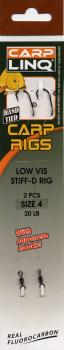 2 Carp Linq Karpfen Vorfächer Low Vis Stiff-D Rig Haken Gr.4 Fluorocarbon